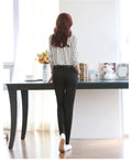 Striped Turn-down Collar Long Sleeves Slim Plus Size Chiffon Blouse - Oh Yours Fashion - 5