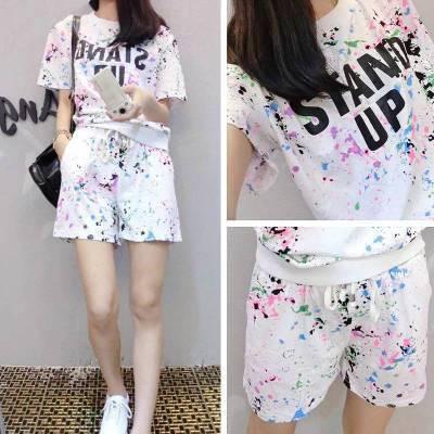 Flower Print Plus Size T-shirt with Shorts Casual Sport Suits - OhYoursFashion - 4