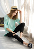 Scoop 1/2 Sleeve Pure Color Loose Plus Size T-shirt - Oh Yours Fashion - 6