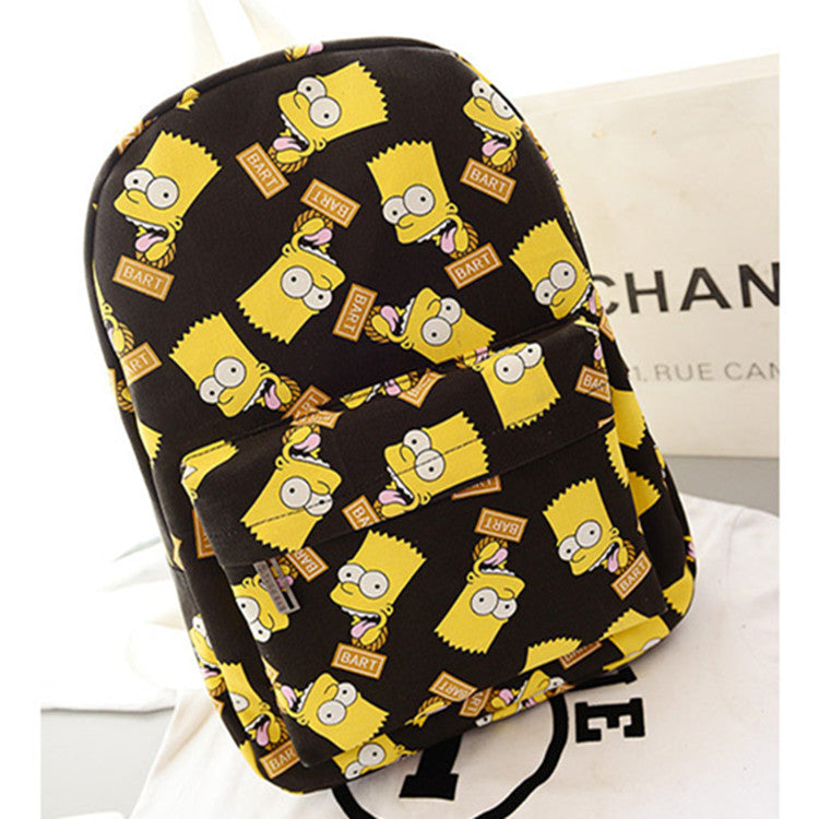 Cute Cartoon Simpson Print Canvas School Backpack Bag - Oh Yours Fashion - 1