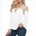 Sexy V-neck Long Sleeves Lace Patchwork Off-shoulder Blouse - Oh Yours Fashion - 8