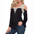 Sexy V-neck Long Sleeves Lace Patchwork Off-shoulder Blouse - Oh Yours Fashion - 5