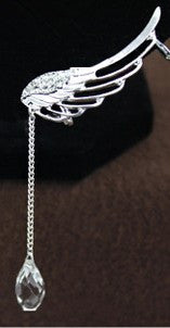 Fashion Long Crystal Wings Tassel Single Earrings - Oh Yours Fashion - 3