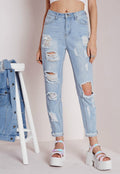 Sexy Cut Out Straight Beggar Jeans - OhYoursFashion - 3