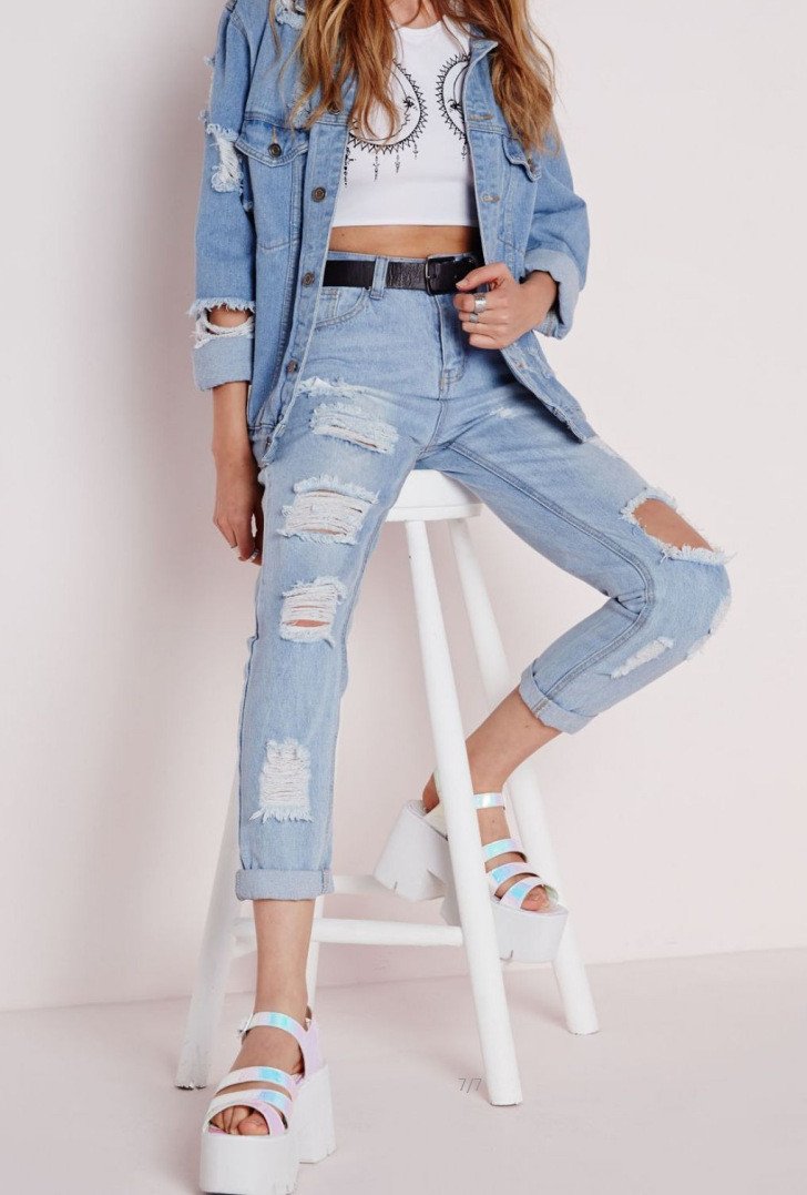 Sexy Cut Out Straight Beggar Jeans - OhYoursFashion - 2