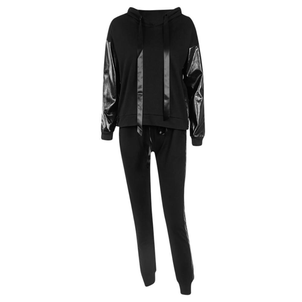 7Pcs/Set Women Sportswear Suit Casual Trousers Solid Color Hooded Sweatshirt And Pant Tracksuit Sport Suit Pullover Sweatshirt