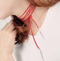 Bowknot Lint Rivet Tassel Necklace - Oh Yours Fashion - 1