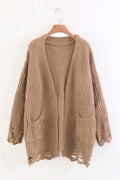 Cut Out Bagger Styles Pockets Loose Cardigan