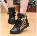 Street Lace Up Rivet Skull Leopard Print Sports Sneakers - OhYoursFashion - 3