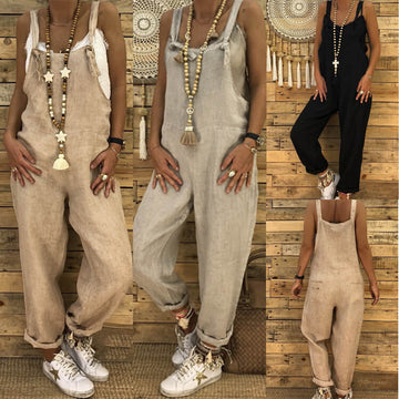 Wide Leg Pockets Loose Overall Jumpsuit