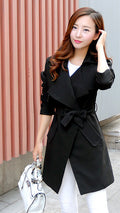 Turn-down Collar Pocket Slim Plus Size Mid-length Coat - Oh Yours Fashion - 4