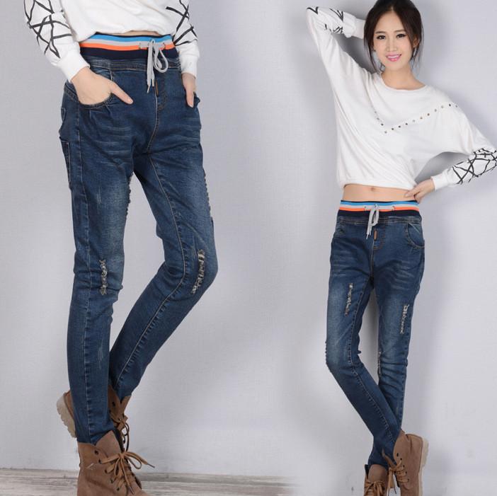 Plus Size Elastic Slim High Waist Straight Jeans - OhYoursFashion - 1