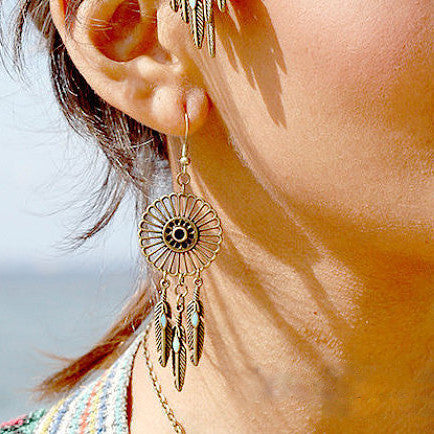 National Style Feather Tassel Earrings - Oh Yours Fashion - 1