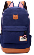 Cute Cat Ears Solid Color School Backpack Canvas Bag - Oh Yours Fashion - 3