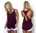 Scoop Sleeveless Backless Pure Color Backcross Blouse - Oh Yours Fashion - 2