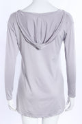 Cross Strap Neckline Irregular Long Sleeves Loose Hooded Blouse - Oh Yours Fashion - 9
