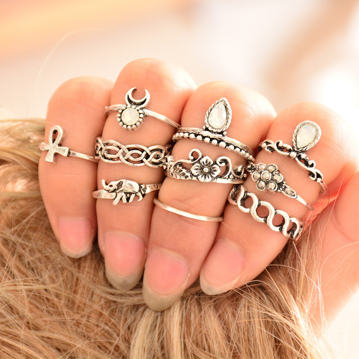 Personality Crystal Combination Suit Rings - Oh Yours Fashion - 1