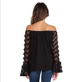 Strapless Off-shoulder Transparent Long Sleeves Lace Patchwork Blouse - Oh Yours Fashion - 6