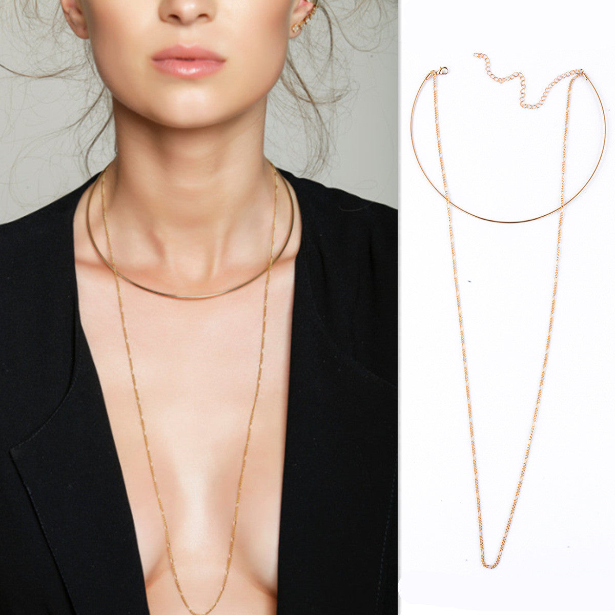 Metal Loops Open Collar Necklace - Oh Yours Fashion - 1