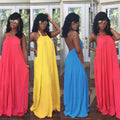 Candy Color Halter Backless Long Party Dress - OhYoursFashion - 1