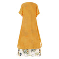 Vintage Short Sleeve Floral Large Hem Long Dress