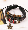 Vintage Star Pendant Beaded Leather Bracelet - Oh Yours Fashion - 2