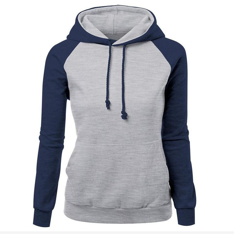 Contrast Color Splicing Pocket Slim Pullover Hoodie - Oh Yours Fashion - 2