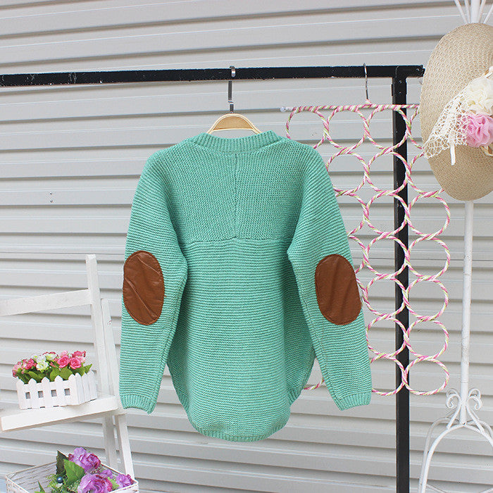 Cardigan Pure Color Elbow Patch Knit Sweater - Oh Yours Fashion - 7