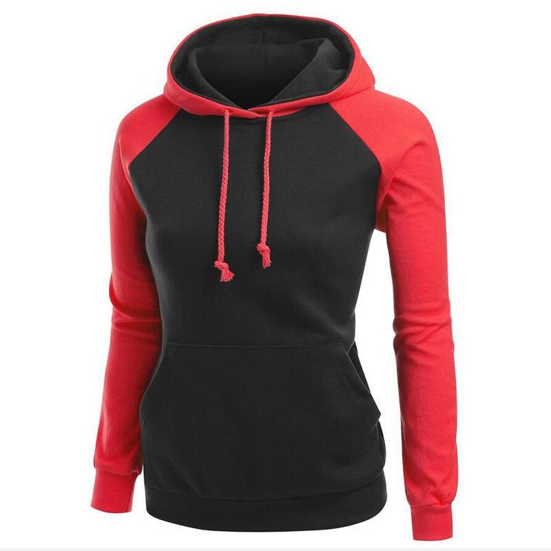Contrast Color Splicing Pocket Slim Pullover Hoodie - Oh Yours Fashion - 7