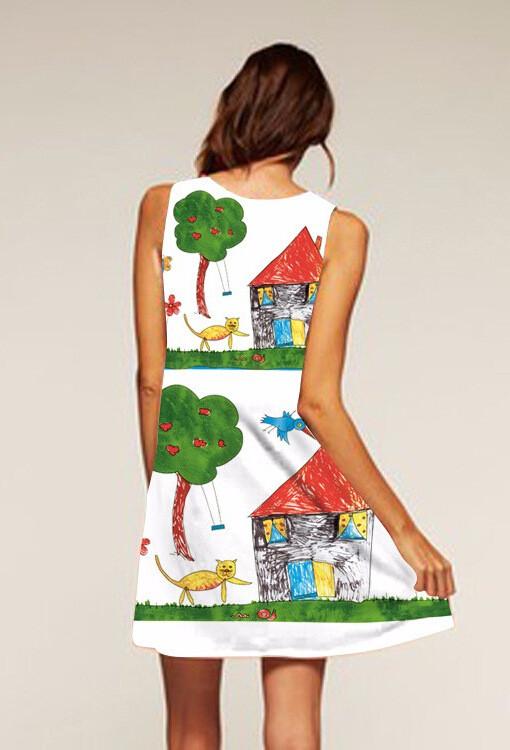 Fashion Digital Print Sleeveless Dress - OhYoursFashion - 8