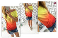 Gradually Changing Color Short Sleeves Scoop Casual T-shirt - OhYoursFashion - 4