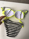 Candy Color Stripe Polka Dot Low Waist Two Pieces Bikini Set - OhYoursFashion - 5
