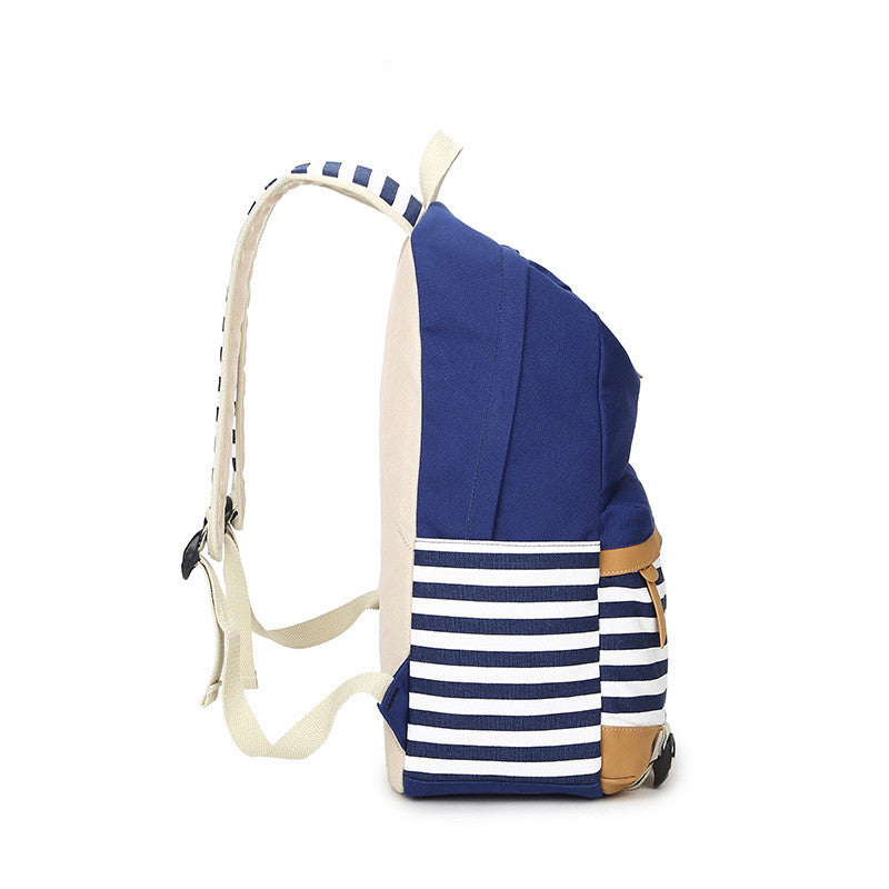 Stripe Print Fashion Canvas Backpack School Travel Bag - Oh Yours Fashion - 6