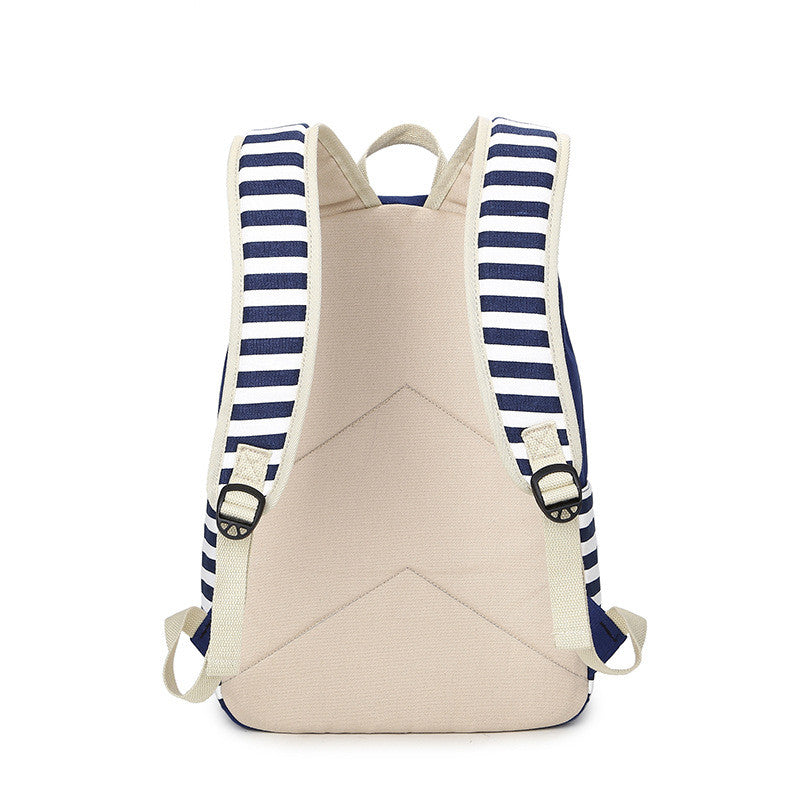 Stripe Print Fashion Canvas Backpack School Travel Bag - Oh Yours Fashion - 7