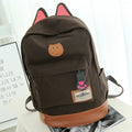 Cute Cat Ears Solid Color School Backpack Canvas Bag - Oh Yours Fashion - 7