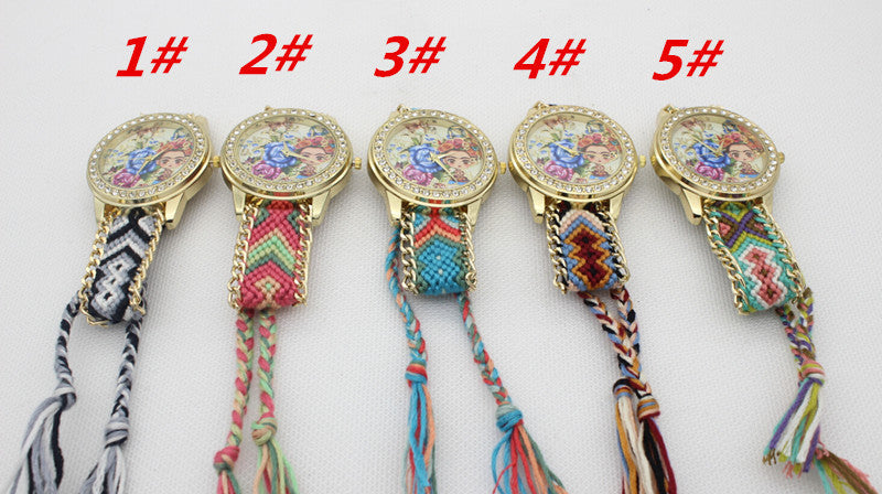 Flower Beauty Print Woven Strap Watch - Oh Yours Fashion - 4