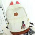 Cute Cat Ears Solid Color School Backpack Canvas Bag - Oh Yours Fashion - 4