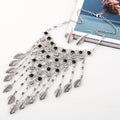 European Mesh Diamond Tassel Retro Leaves Necklace and Earring Set - Oh Yours Fashion - 2