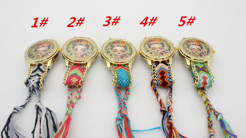 Beauty Girl Print Knitting Wool Strap Watch - Oh Yours Fashion - 4