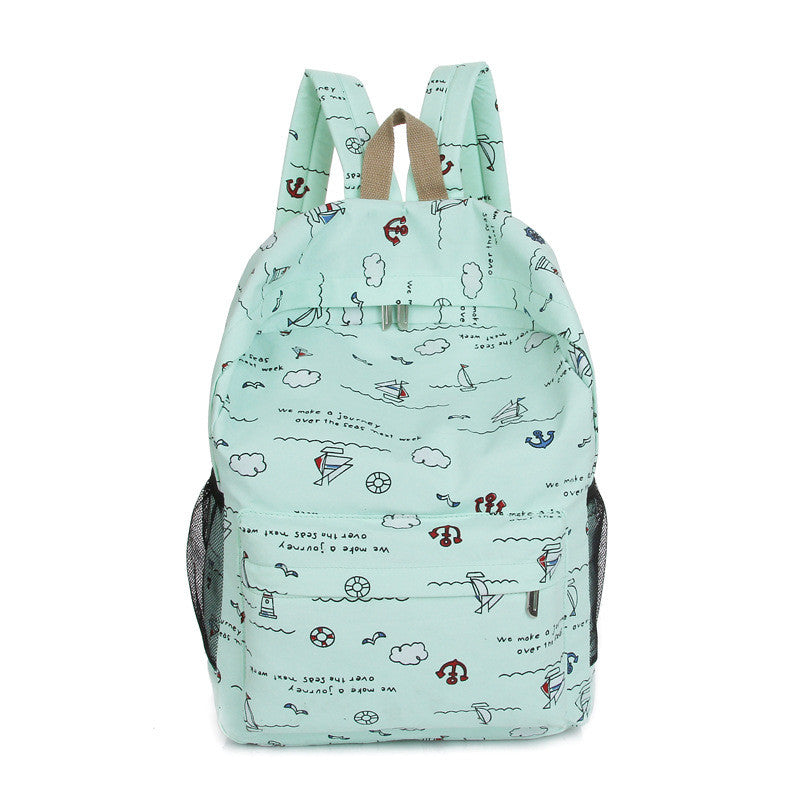 Bright Color Sailing Print Cute School Backpack Bag - Oh Yours Fashion - 1