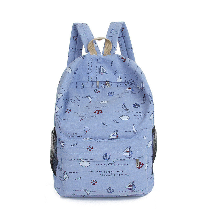 Bright Color Sailing Print Cute School Backpack Bag - Oh Yours Fashion - 1