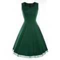 Print Sleeveless Solid Pleated High-waist Square Neck Dress - OhYoursFashion - 9