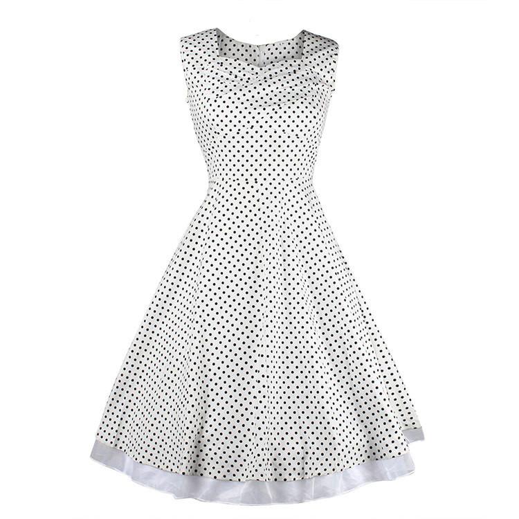 Print Sleeveless Solid Pleated High-waist Square Neck Dress - OhYoursFashion - 8