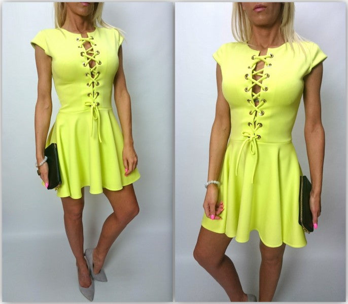 Slim Hollow Tie Sleeveless Pure Color O-neck Short Dress - Oh Yours Fashion - 6