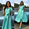 Sexy Pure Color Long Shirt Belt Dress - Oh Yours Fashion - 1
