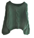 Cable Knit High-waist Loose Short Pullover Sweater - Oh Yours Fashion - 8