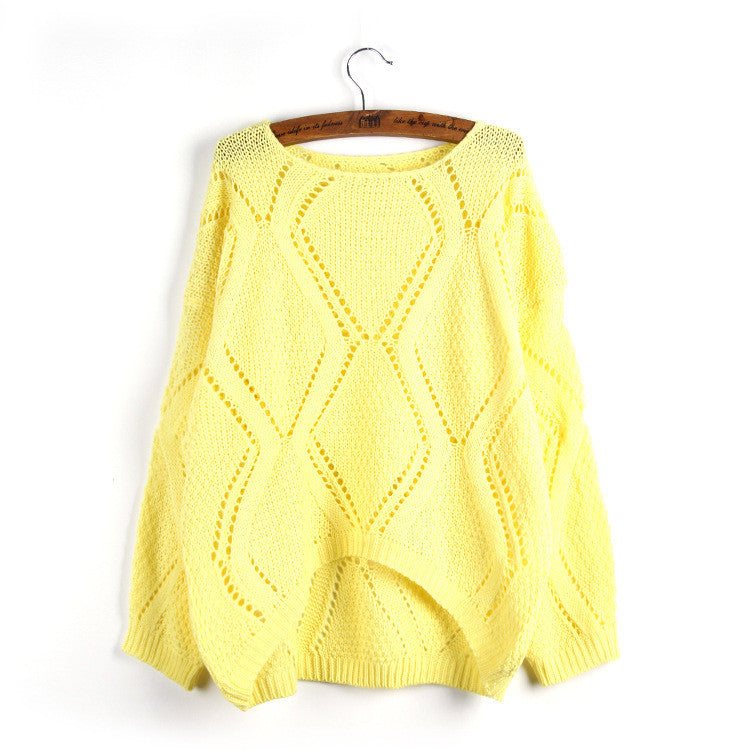 Asymmetric Pullover Crochet Loose Solid Short Sweater - Oh Yours Fashion - 5