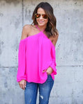 Halter Off-shoulder Long Sleeves Loose Street Chic Blouse - Oh Yours Fashion - 6