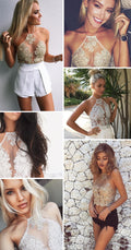 Halter Lace Transparent Sleeveless Backless Sheath Vest - Oh Yours Fashion - 7