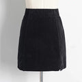 High Waist Pure Color Split Corduroy Slim Short Skirt - Oh Yours Fashion - 2